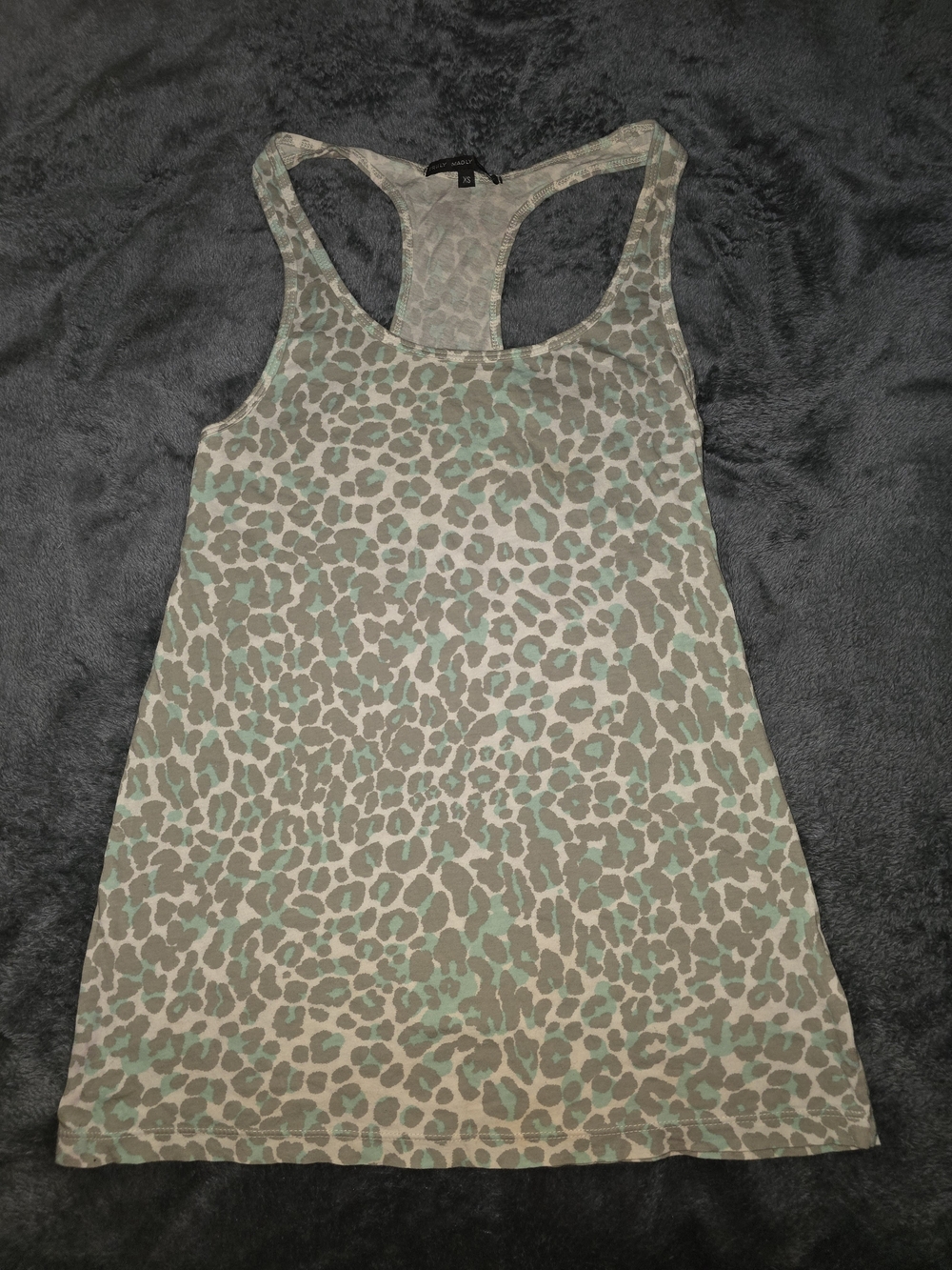 Truly Madly Deeply Mint Green and Gray Leopard-Print Racerback Tank